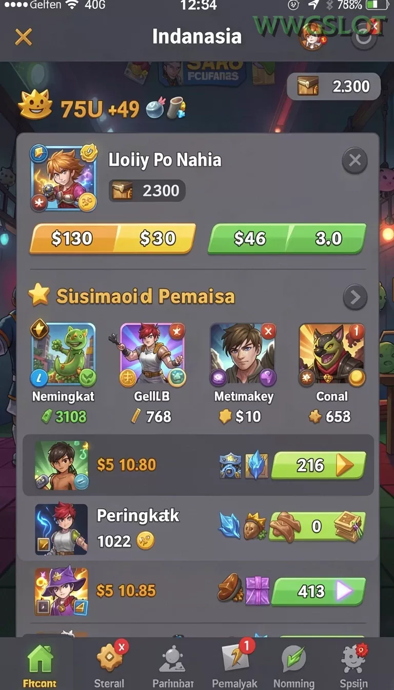Cuplikan layar 88MAIN — menu navigasi